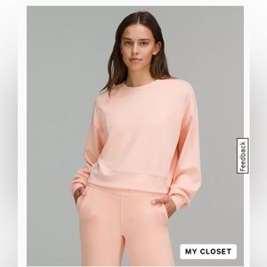 Lululemon perfectly oversized cropped crew: softstreme 
Size 8 peach satin